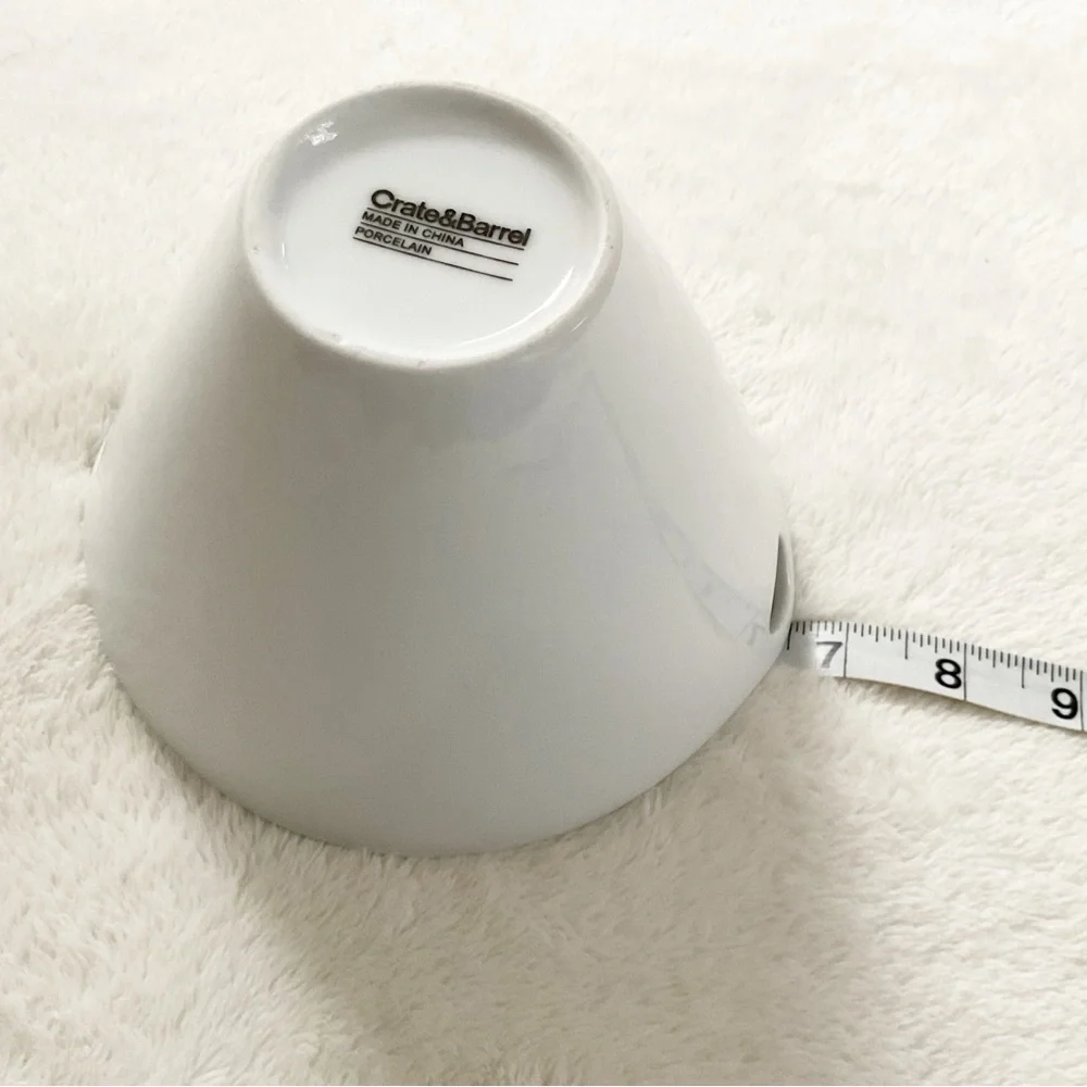 Crate & Barrel Kai White Porcelain Serving Bowl Modern Minimalist Handles